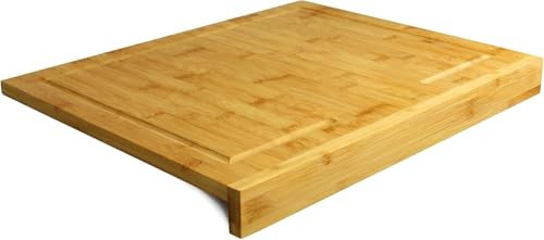Counter Edge Chopping Board Wood | Large Bamboo Cutting Board with Lip and Grooves | Butchers Block | Kitchen Counter Saver | Cutting Edge | Chopping Block