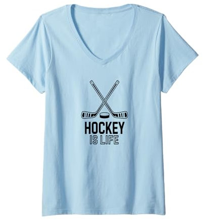Damen Hockey Leidenschaft Eissport Inspiration T-Shirt mit V-Ausschnitt
