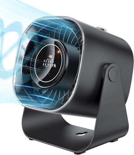 EasyAcc Ventilatore da Tavolo a Batteria 6000mAh Ventilatore Turbo 100 Velocità Ricaricabile Potente, 3-24 Ore/Silenzioso/USB-C per Scrivania Ufficio Campeggio-F31