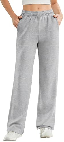 PINSPARK Pantalones Deportivos para Mujer, de Pierna Ancha, de Entrenamiento, de Cintura Alta, Holgados y Largos, con Cinturilla elástica, Transpirables, para Yoga y Fitness.