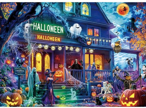 HUADADA Halloween Jigsaw Puzzles for Adults 1000, 1000 Piece Jigsaw Puzzles for Adults-Halloween Villa