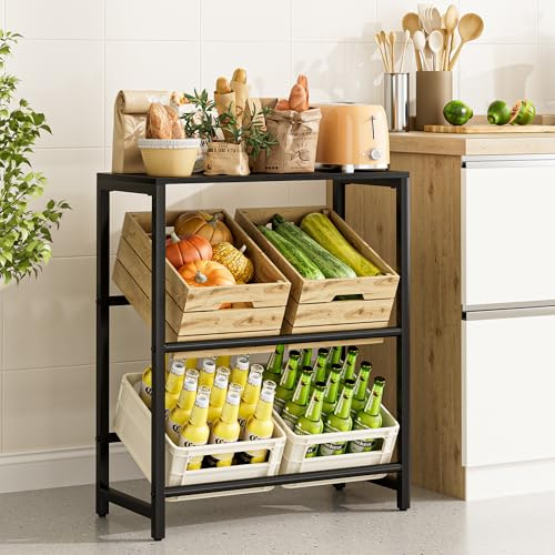 Apetaccat Getränkekistenregal für 6 Kisten mit Ablage – Robustes Metall Getränkeregal, großer Kistenständer für Bier, Wasser und Getränke, platzsparend & freistehend, Schwarz, für Wohnzimmer, Küche