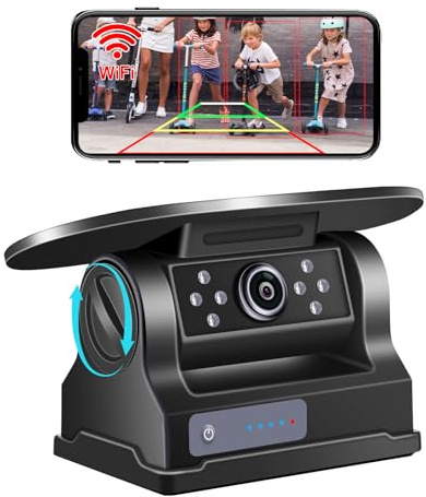 GREENAUTO Caméra de recul Solaire WiFi, caméra de recul magnétique sans Fil, FHD 1080p, Vision Nocturne Infrarouge, étanche IP69K, pour iPhone Android, Aide au stationnement, Voiture, Camping-Car