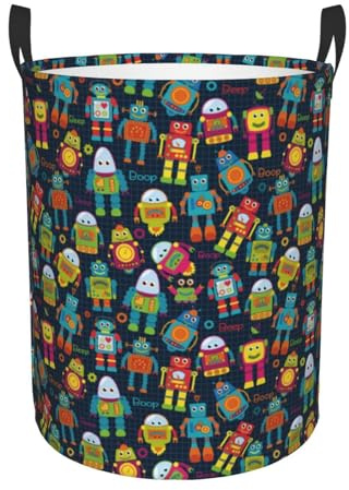 Laundry Storage Organizer Cartoon Robot Collapsible Storages Bin Decorative Clothes Hamper For Bedroom Toys Room Décor 40X50Cm