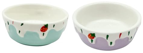Parliky Ciotole in Ceramica Resistenti e Facili da Pulire per Criceti e Cincillà Set 2 Pezzi Colore Blu per Piccoli Animali Domestici