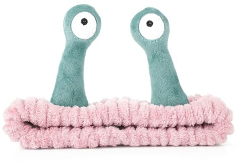 Face Wash Headband, Palm and Snail Spa Hair Bands Makeup Headbands Women Cartoon Cute Coral Fleece Elastic Headband Creative Hair Accessories for Washing Face Shower Sports (Pink and Green)