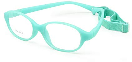 EnzoDate Marco de gafas Boy con correa Tamaño 50/16 de una pieza Sin tornillo Seguro, lentes flexibles para niñas flexibles, gafas ópticas para niños durante 9+años