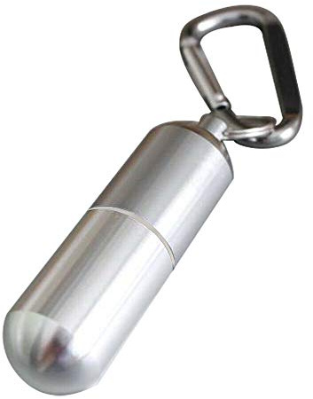 Fayelong Pill Case Box Mini Waterproof Aluminium Alloy Pocket Toothpick Capsule Holder Container with Key Ring/Carabiner/Silicone Sealing Ring