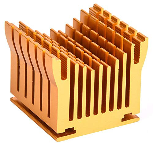 Aluminium Kühlkörper Kühler 43x40x36mm Kühlermodul mit einstellbarem Silikonknopfset Heatsink, Aluminiumgehäuse Cooler für Leiterplatte, Gold
