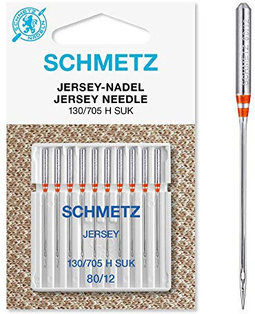 SCHMETZ | 10 Aiguilles pour machines à coudre | Jersey | 130/705 H SUK | Grosseur 80/12