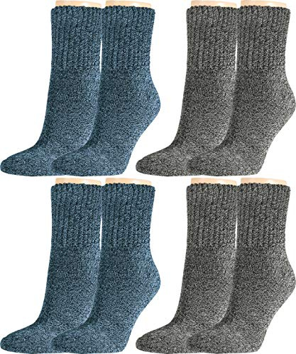 Vitasox Wintersocken für Damen, 4 Paar Grau/Jeans 39-42, aus Baumwolle, extra Soft, für kalte Tage und warme Füße, kuschelig sanft und angenehm auf der Haut 12778 (74122) ohne Gummidruck,