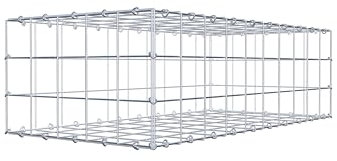 GABIONA Panier à pierre carré - Dimensions des mailles : 10 x 10 cm - Profondeur : 50 cm - Gabion : 100 x 30 x 50 cm (L x H x P) - Anneau en C
