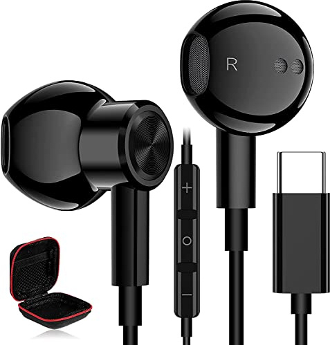 USB C Kopfhörer für Samsung S24 Ultra A55 A35 A54 A34 S23 FE Ultra,In Ear Kopfhörer USB C Anschluss mit Kabel Magnetic Ohrhörer USB C Headset mit Mikrofon für Poco X6 Pro Xiaomi 14 13T Pixel 7a 7 8