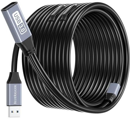 BlueRigger USB 3.0 Extension Cable (30M, Active, 5 Gbps, In-Wall CL3 Rated, Type A Male to Female Adapter Cord, USB-A EXT) - Long USB Repeater Extender for VR, Printer, Hard Drive, Keyboard, Xbox