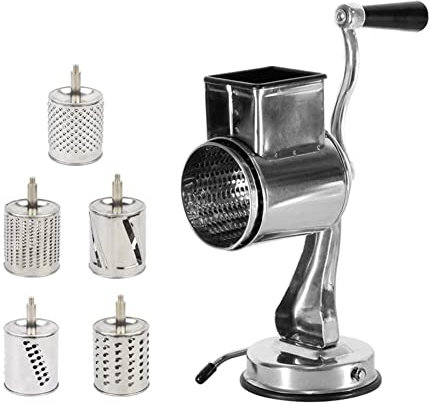 Lrtzizy Multifunctional Vegetables Slicer Vegetable Mill Grater with 5 Drums Vegetable Cutter Slicer Shredder Graters Potato Carrot Shredder