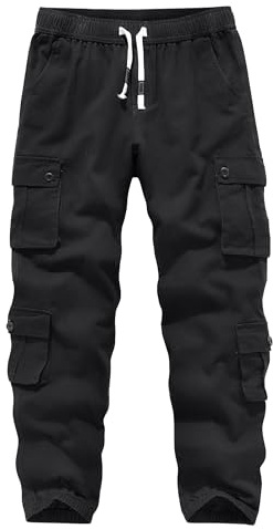APTRO Cargo Combat Trousers for Men Camo Tactical Mens Trousers Work Trousers Cotton Joggers with Multiple Pockets Black XL