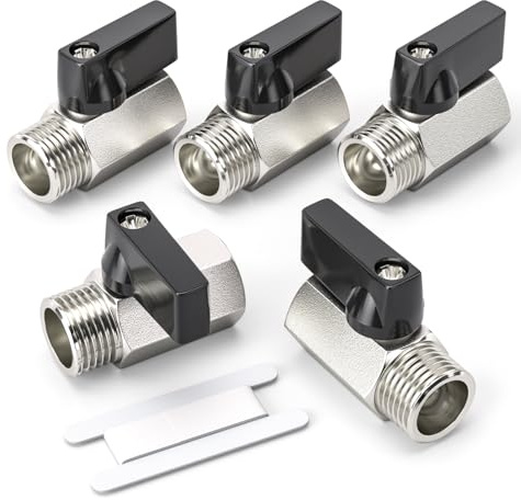 Bwintech 5 Pz 3/8 BSP Femmina x Maschio nichelato Ottone Mini Valvola A Sfera Valvola di Stop
