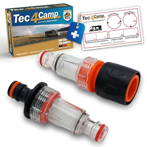 MaJoCompTec® DUOCLEAN - Set di filtri per acqua | prefiltro per idropulitrice | filtro sporco con inserto filtro 0,15 mm | accessori per camper, caravan, barca, giardino (set di filtri compatti con
