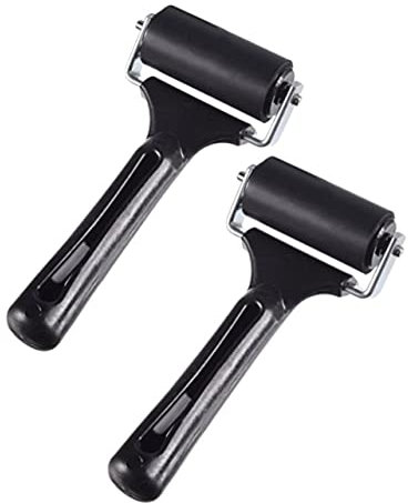 SEWOART 2 x Tintenstempelwerkzeuge, Tapetenwerkzeuge, Druckerwalze, Tintenroller für Linoleum, Tinte, Gummi, Brayer, Linoleum, Druckset, Tinte, Brayer, Vinyl, manuelles Klebeband