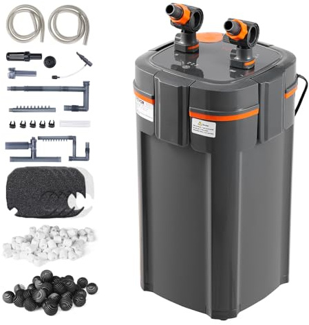 VEVOR Aquariumfilter 660 GPH, 5-stufiger Kanisterfilter 235 Gallonen, extrem leiser interner Aquariumfilter mit UV-Schutz, tauchfähiger Powerfilter mit mehreren Funktionen für Aquarien, 25 W