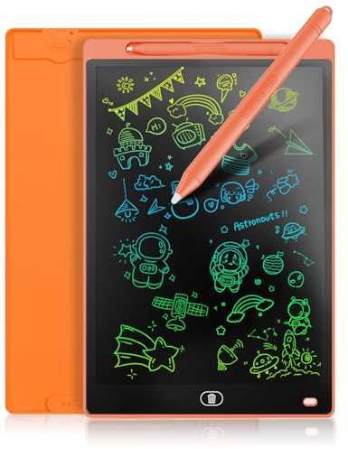 Genialba Tavoletta Grafica LCD Scrittura Colorato 10 Pollici, Lavagna da Disegno Cancellabile Portatile, Regalo Bambini, Tavoletta Grafica per Giochi Bambini 2 3 4 5 6 7 Anni Ragazze (Arancia)