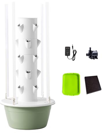Cxlly Hydroponics Tower Garden, Sistema di Coltivazione Idroponica, per Erbe Aromatiche, Frutta E Verdura da Interno - Torre Aeroponica con Pompa di Idratazione(Medium)