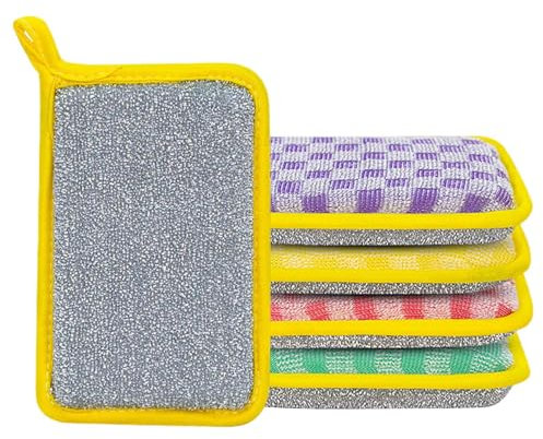 Spugna Per Piatti - Panno Lavapiatti a Doppia Faccia | Multiuso Riutilizzabili Set 5 Pezzi Per Lavare Stoviglie Cucina Bagno Pulizia Casa