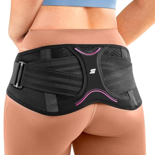 SueStar Sacroiliac Belt with Removable 3D Pressure, Hip Brace for SI Joints Pain, Lower Back Pain and Sciatica Nerve Relief, Anti-slip Si Joint Belt for Women,Purple.S/M