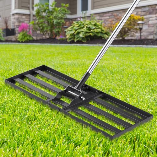 Yumatum 30x10 inch Lawn Leveling Rake, 72 Effort Saving Lawn Leveler Tool