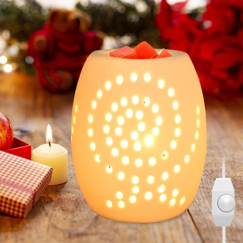 Scaldacere in ceramica, lampada profumata elettrica, lampada aromatica per cera profumata, lampada profumata in ceramica, profumata per ambienti con tealight, fornello per oli essenziali per yoga