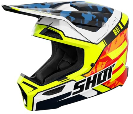 Shot Race Gear Furious Motocross Helm ECE 22.06 Zertifiziert - Cross Helm mit SRS verstärkte Schale - 16 Belüftungslöcher für EIN effektives Belüftungssystem - Abnehmbare Polsterung, waschbar