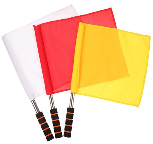 Levemolo Set 3 Bandiere di Segnalazione Manuali per Arbitro Bandiera Sventolante da 3 Colori Impugnatura Antiscivolo per Segnalazione Stradale e Attività Sportive Outdoor