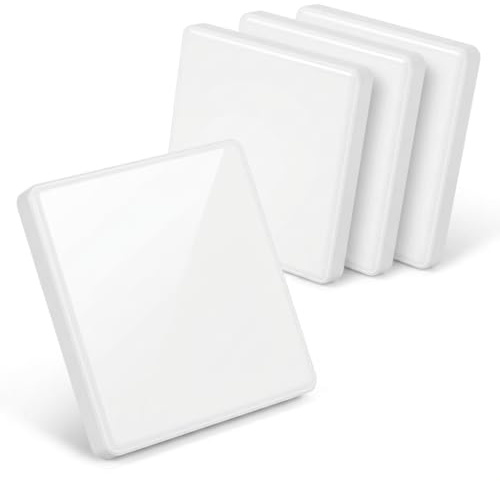 Paquete de 4 tapas cuadradas blancas de 86 mm para enchufe de pared, interruptor y enchufe eléctrico, acabado liso, plástico duro, fijación adhesiva fácil, sin taladrar