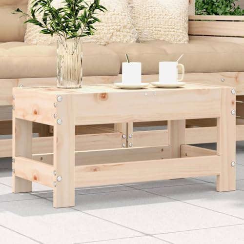QUAHEAS Sgabello da giardino in legno di pino massiccio, 62 x 30 x 32 cm, resistente alle intemperie, versatile come seduta, poggiapiedi o tavolino da caffè per terrazza, balcone, giardino d'inverno