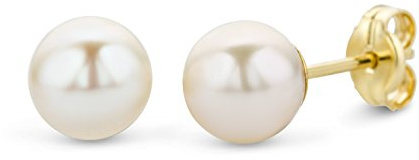 Miore Ohrringe Damen Gelbgold 14 Karat / 585 Gold Ohrstecker Süßwasserperlen