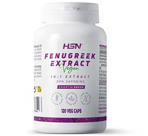 Fenogreco de HSN | 120 Cápsulas Vegetales 6000 Mg equivalencia Semilla Trigonella foenum-graecum 300 Mg Saponinas por Dosis Diaria | Extracto 10x Veces Más Concentrado | No-GMO, Vegano, Sin Gluten