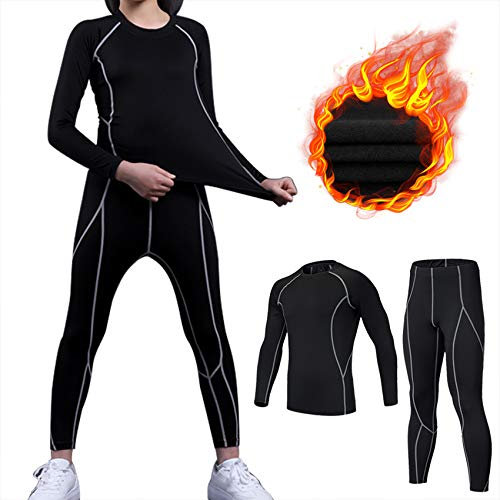 TBoonor Thermounterwäsche Kinder Skiunterwäsche Set Sport Funktionsunterwäsche Jungen Atmungsaktiv Fussball Thermo Unterwäsche Winter Sportunterwäsche Warme Thermohose und Thermoshirt Mädchen