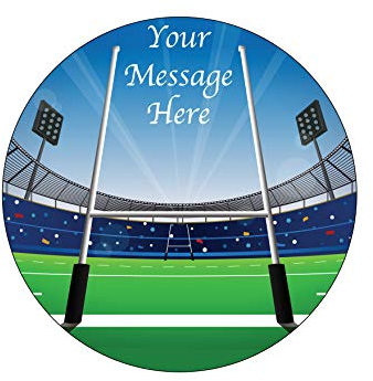 A4 Edible Decor Icing Sheet PERSONALISED RUGBY Sports Stadium 7-8 Circle Cake Topper Decoration - Great for larger cakes