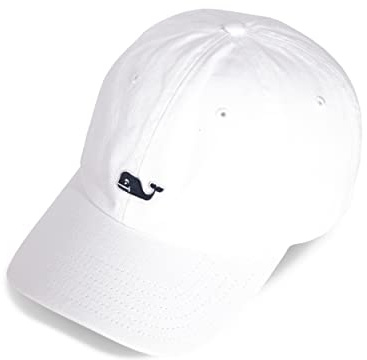 Vineyard Vines Men's Whale Logo Baseball Hat, White Cap, One Size