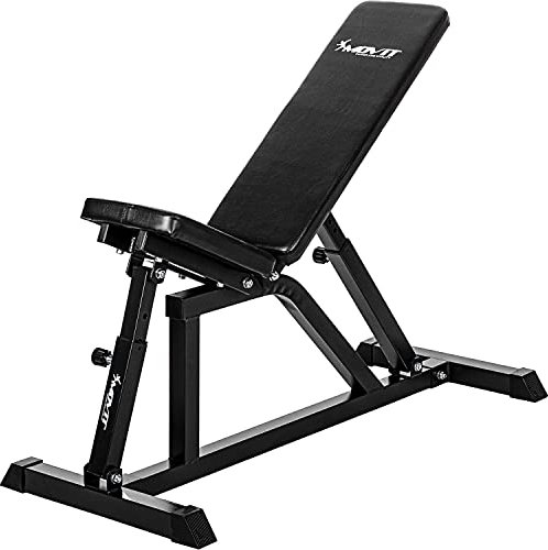 MOVIT® Schrägbank, Sitz und Rückenlehne mehrfach verstellbar, Hantelbank Multifunktionsbank Heim-Trainingsgerät Home-Gym, schwarz