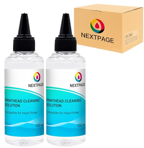NEXTPAGE Print Head Cleaner Nozzle Cleaner for Cleaning for All Inkjet Printers Epson, Canon, HP, Light Green Liquid Printer Head Cleaning Kit Solution (2 pack cleaning)