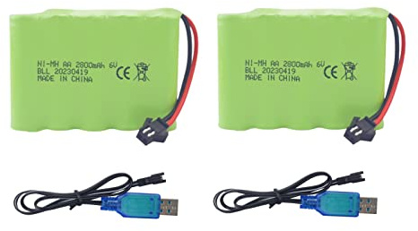 ZYGY 2PCS 6.0V 2800mah AA Batterie Rechargeable SM-2P Plug avec câble de Chargement USB pour TB141 TB142 DE37 RC Voiture Jouet Voiture Batterie télécommande excavatrice Voiture