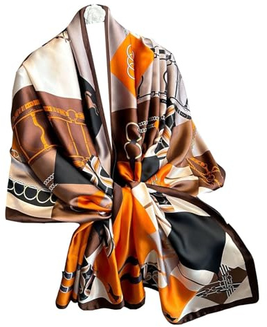 WEIGEER Écharpe en soie pour femmes - Shawl Jaune - Vintage Bridal Chiffon Scarf - Muslim Colorful Cloth Belt