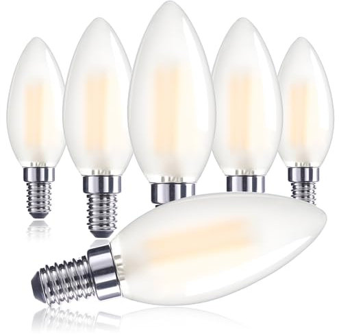 Century Light E14 Led Dimmbar Glühbirne, C35 E14 Kerzenlampe, 6W(Max.6.5W) ersetzt 60 Watt, 2700K Warm weiß, 850lm für Kronleuchter, 6 Stück