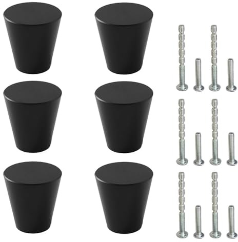 Mokife 6 Pomelli per Mobili Cucina, Nero Moderni Piccoli Maniglie dei Cassetti in Metallo per Armadi da Cucina, Armadietti, Guardaroba, Decorazioni, 20x23mm
