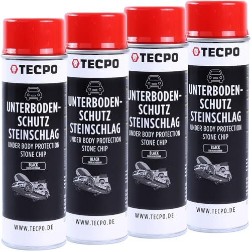 TECPO Protezione sottoscocca con pietra verniciabile, nero, 500 ml (4 X 500 ml)