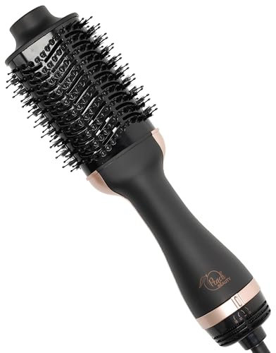 Peach Beauty® Cepillo Secador 3 en 1 | Seca, Voluminiza y Peina | Para Todo Tipo de Cabello | Acabado Brillante y Sin Frizz | Protección Contra el Daño por Calor | 1300W | 33.5x8.5x7 cm | Nero