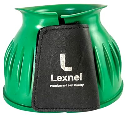 Lexnel Rubber Horse Bell Boots – Durable Overreach Protection & Secure Hook-and-Loop Closure (L-Green)