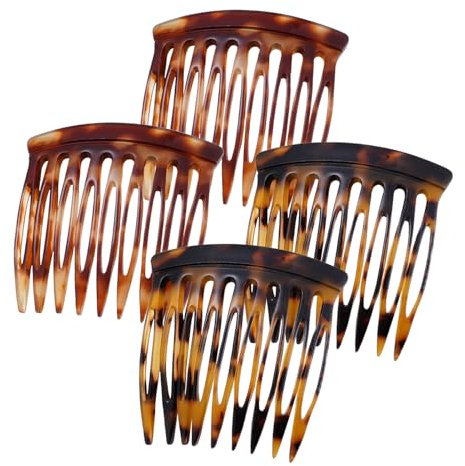 Auiremrti Haarkamm Zum Stecken, 4-teiliges Mini Haarspangen Set, Französische Seitenkämme Aus Celluloseacetat, Vintage Design, Ideal Für Alle Haarstärken