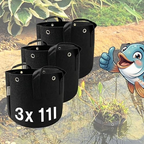 honju 3er Set Teichpflanzen Korb 11L - Pflanztasche für Ufer & Folie